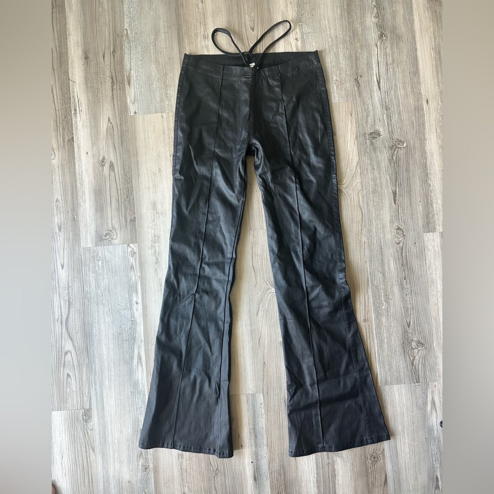 SHEIN Black Faux Leather Flare Pants Women’s XL High Rise Stretch